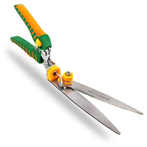 GRÜNTEK Icebird Grass Shears, Premium Lawn Edge Shears with 180° Rotating Cutting Head, 345 mm Long, Stainless INOX Blades, Ergo Handles Cover