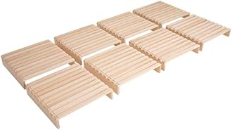 EMOOR Pallet Bed Slats 8 Pieces (Single) Pine Wood Natural, Japanese Futon Mattress Floor Sleeping Tatami Mat