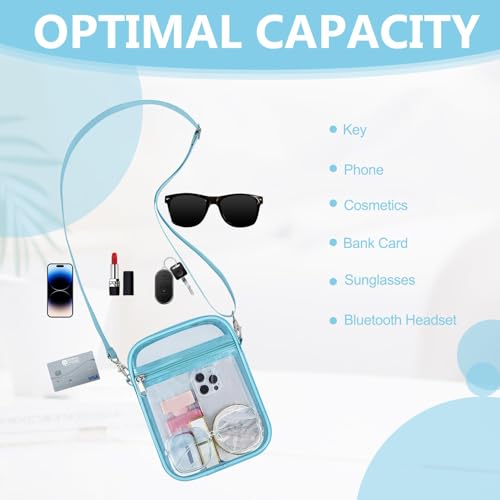 Image of Clear Bag for Stadium Events - Sports Messanger Bag Small Mini Clear Purse for Fan, Concert, Work, Travel