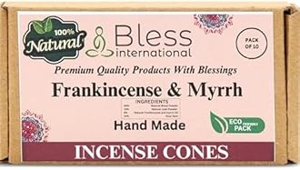 Bless International Frankincense-and-Myrrh 100%-Natural-Incense-Cones Handmade-Hand-Dipped Organic-Chemicals-Free for-Purification-Relaxation-Positivity-Yoga-Meditation The-Best-scents (10 Count)
