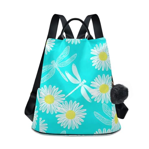 Sac à dos imprimé élégant avec motifs de marguerites bleues et finitions soignées