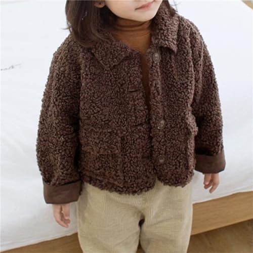 Toddler Girls Fleece Jacket Long Sleeve Lapel Collar Short Coat Baby Winter Windproof Outwear with Pocket3