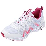 ナースリーライトフィットエアーシューズ(メッシュ)クッションインソール 疲れにくい 軽量 ランニング シームレスデザイン ナースシューズ 看護 レディース25ラズベリーピンク3478211A