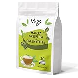 VEGS Matcha Green Tea and Green Coffee – Super Greens Energy & Antioxidant Rich Tea with Arabica Coffee Bean Extract for Focus - 2.5g x 30 Pyramid Tea Bags, No Sugar, Vegan & Non GMO