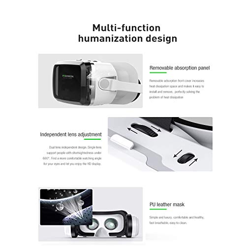 Vr Shinecon 3D Hd Virtual Reality Headset For Movies And Games Vr Glasses Goggles 2K Anti-Blue Lenses, Adjustable Pupil & Object Distance For Phones 4.7-6.7"[2021 Newest] #TOP3