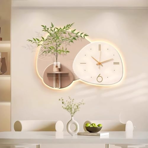 Décoration murale grès 3D Wabi-Sabi : horloge LED anti-mur vide