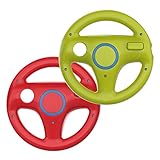 Mario Kart Racing Steering Wheel for Wii and Wii U Remote Controller, Mario Kart Wii Racing Wheel Compatible with Wii and Wii U Racing Games - 2 Pack, Red+Green
