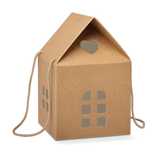 Boxes Craftory Pack of 5 House Shaped Gift Boxes (7.87 x 7.87 x 7.08 inch) - Mansion Boxes Ideal for Christmas Gift Boxes and Christmas Boxes for Treats | Havana