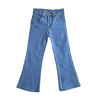 Toffee and Candy | Kidswear | Breathable and Stretchable | Solid Blue Bell Bottom Jeans for Girls | Age Group - 2-12 Years