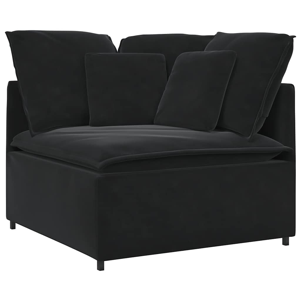 Modulares Ecksofa Schwarz Samt 200 x 100 x 64 cm Stabiler Metallrahmen mit zahlreichen Kissen Modernes Design für Wohnzimmer Jugendzimmer Küche Balkon und kleine Räume