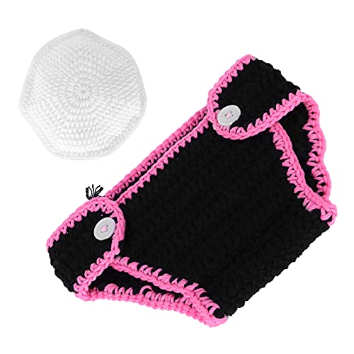 Fotografía Crochet Hat, Fotografía Crochet Marine Hat Fotografía Crochet Marine Hat Pañal Para Fiestas Para Fotografía Para Cumpleaños(negro)