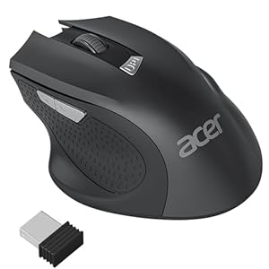 acer Wireless Mouse for Laptop, 3 Adjustable DPI Computer Mouse Wireless with 2.4GHz with USB Mini Receiver, 6 Buttons, 1600 DPI Ergonomic Mouse, Compatible with MacBook Pro/Air, PC, Desktop