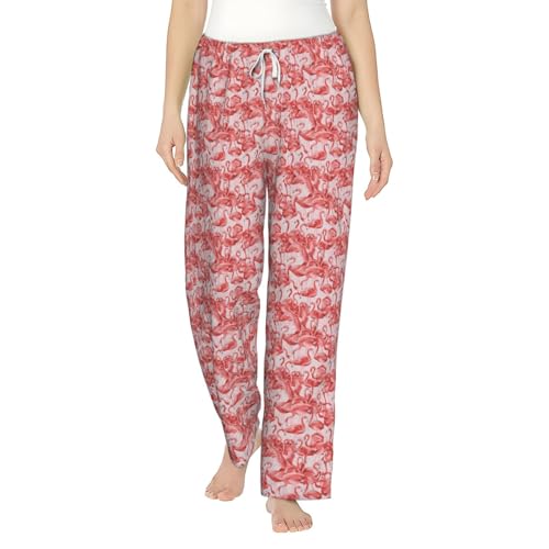 Pantalon pyjama flamant rose femme confortable chaud hiver homewear tenue interieur décontractée