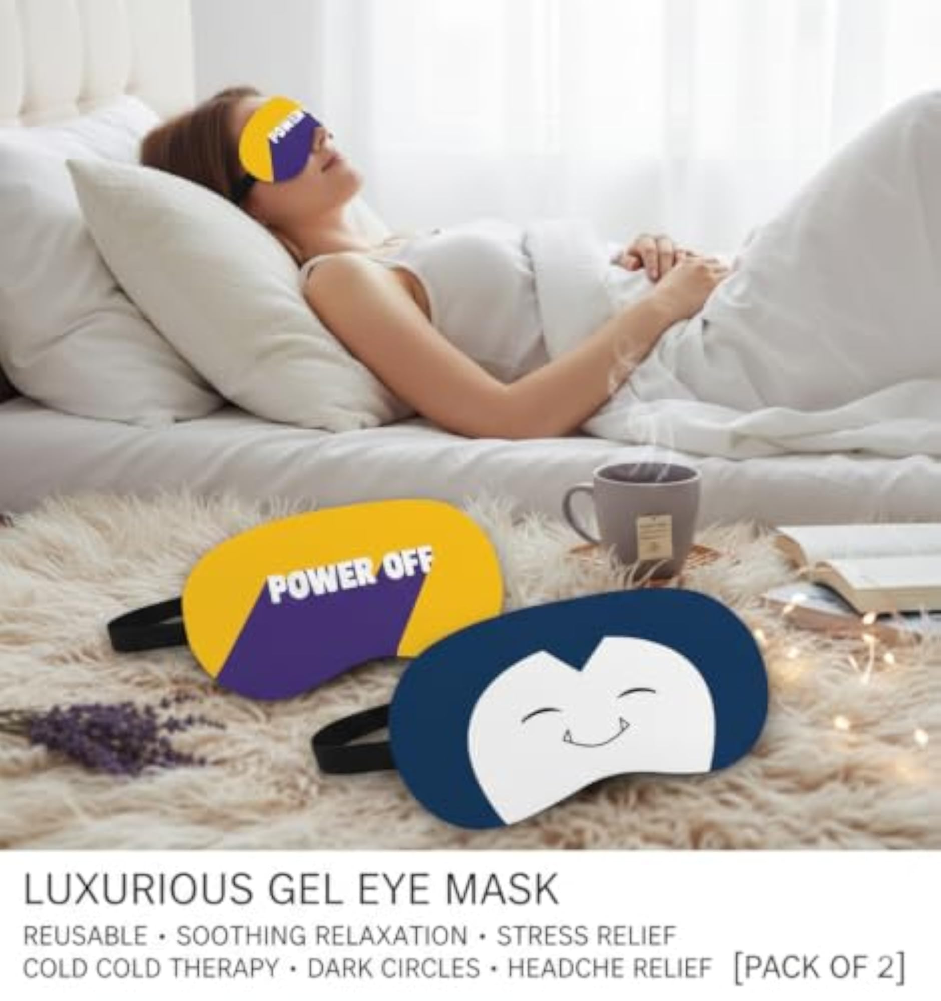 Power Off Cartoon Sleep Mask, Cute Design for Nighttime Use