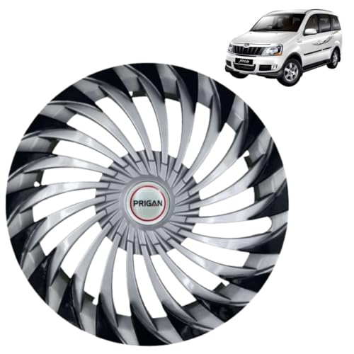 Image of PRIGAN Wheel Cover for Xylo 15 Inch Silver Black Wheel Cap (Available in 15 Inch) (Set of 4 Pcs) (Press Fitting) Model- Swing DC-15