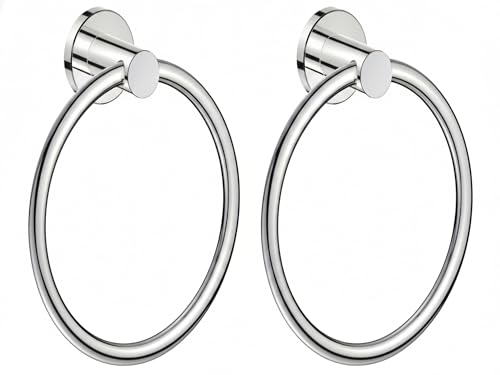 Image of FORIOUS Towel Ring, SUS304 Stainless Steel Modern Hand Towel Holder Rack Hanger Round for Bathroom Wall Mounted, Ideal for Bath, Kitchen, RV, Chrome(2 Pack)