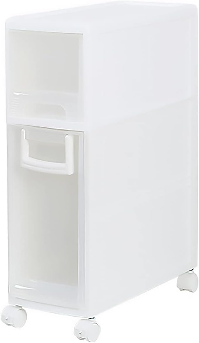Storage Cabinet 16cm Narrow Slim, Skinny Toilet Paper with 4 Plastic Drawers and Casters Large Capacity(2 Tier,16cm)