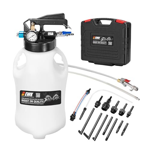 EWK 10L Pneumatic Transmission Fluid Pump, Extract & Refill System with 14 Universal Adapters, Heavy-Duty Fluid Evacuator for Clean, Efficient ATF Service, Ideal for DIY Owners, Technicians