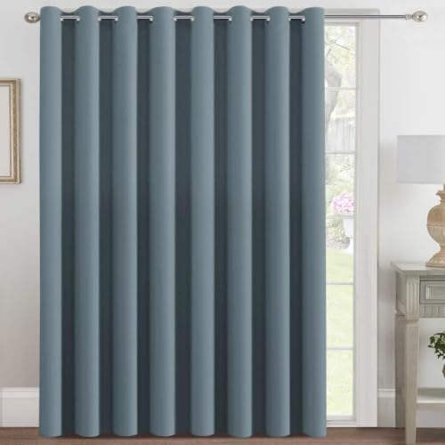 Image of H.VERSAILTEX Blackout Patio Curtains 100 x 90 Inches for Sliding Door Extral Wide Blackout Curtain Panels Thermal Insulated Room Divider - Grommet Top, 7.5' Tall by 8.3' Wide - Stone Blue