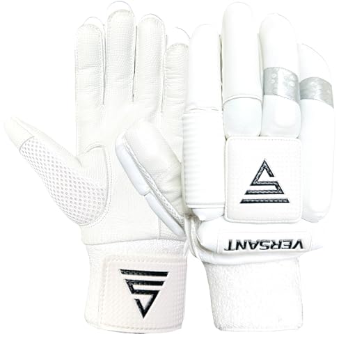 Image of VERSANT PRO DG Cricket Batting Gloves (PITTARD Leather Palm White, Men Size, Right Handed)