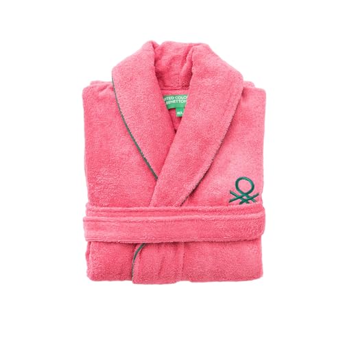 UNITED COLORS OF BENETTON. Albornoz Unisex hombre o mujer 420gsm 100% algodón,Rosa Core