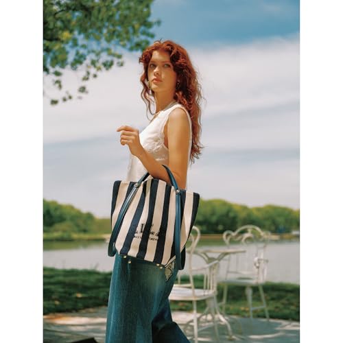Bolso Tote de Lona a Rayas Náuticas para Mujer ELLE miniatura 3