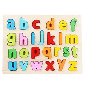 (Lower Case Letters) – Kunmark Wooden Alphabet Puzzle ABC Jigsaws Chunky Letters Early Learning Toys for Kindergarten…