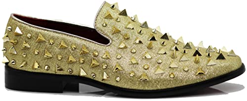 Image of SPK16 Men's Vintage Spike Dress Loafers Slip On Fashion Shoes Classic Tuxedo Dress Shoes