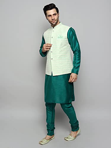 Image of Uri and MacKenzie Men's Silk Blend Kurta Pajama with Designer Ethnic Nehru Jacket /Modi Jacket