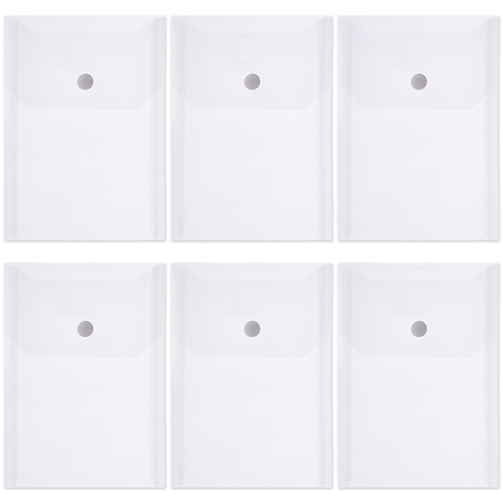 CREATCABIN 100 Busta Trasparente 12x17cm Buste Plastica Cartelle Portadocumenti Chiusura A Scatto Impermeabili Riutilizzabili Tasche Trasparenti Organizer per Scuola Ufficio Documenti Foto Adesivi