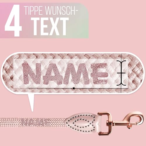 Personalisierte Hundeleine 1,2 m oder 1,7 m Länge (leicht dehnbar) extrem hochwertig verarbeitet | Tauleine für Hunde | Führleine mit Namen (Mauve, 120 cm)