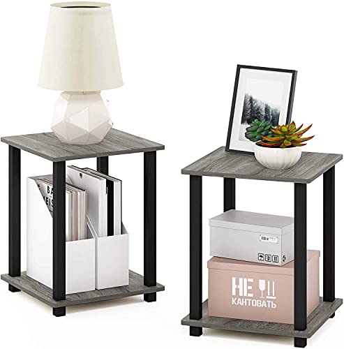 Image of Ash & Roh 2-Tier End Table Adjustable Storage Shelf, Modern Night Stand, Sofa Table for Small Space, Living Room, Bed Room. (2 x 2 End Table)