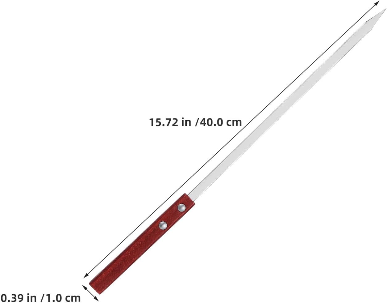 10pcs Stainless Steel Flat Barbecue Skewers 40cm Heavy-duty Grill Sticks for Meat and Vegetables Outdoor Bbq CampingNO.68