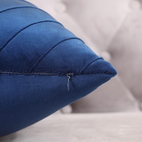 Image of Velvet Throw Pillow Covers 22x22 Pack of 2 Gold Decor Navy Blue