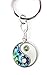 Produktbild Schlüsselanhänger Yin Yang 3,5 cm silber, Paua Muschel Abalone Perlmutt blau grün rosa, Glücksbringer Talisman Feng Shui