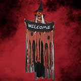 Luclay Halloween Sprachaktivierte Lumineszenz Hanging Ghost Decoration Wall Door, Skelett Fliegendes Geist Spukhaus Gespenst Halloween für Party Türdeko - Orange