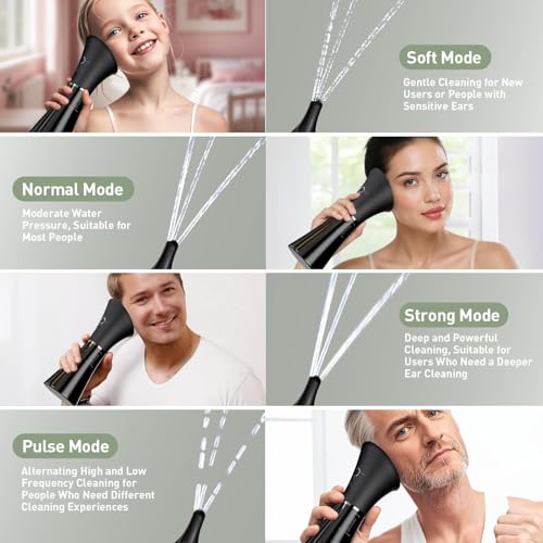 Image of Ear Wax Removal - Electric Ear Cleaner with IPX7, Water Powered Ear Cleaning Tool with Irrigation Flusher, 6 Tips, 4 Pressure Settings - Safe & Effective for Ear Wax Cleaning Gifts for Women Men