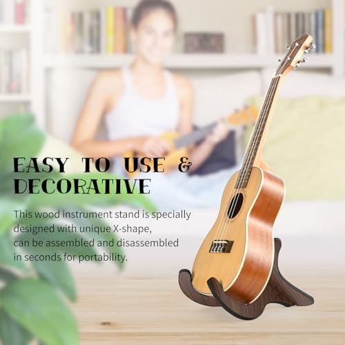 image for ASZUNE Wooden Ukulele Stand Violin Mandolin Folding Portable Stand (Bl