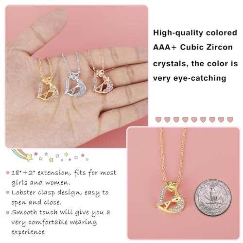 Unicorn Gifts for Girls Necklace Decorations - Birthday Personalized Gifts Unicorn Necklace for Girls Heart Pendant Kiss Initial CZ Necklace Classic Unicorns Jewelry Gifts for Girls Fashion4