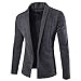 Veste décontractée pour homme - Coupe ajustée - Solide - Sans bouton, gris foncé, M