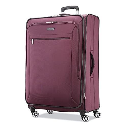 samsonite ascella x softside expandable luggage with spinner wheels plum checked-large 29-inch