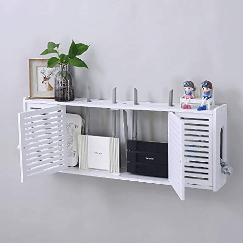 Étagère pour routeur sans fil – Boîte de rangement multimédia en bois et plastique WiFi flottant pour la configuration du réseau à domicile et au bureau