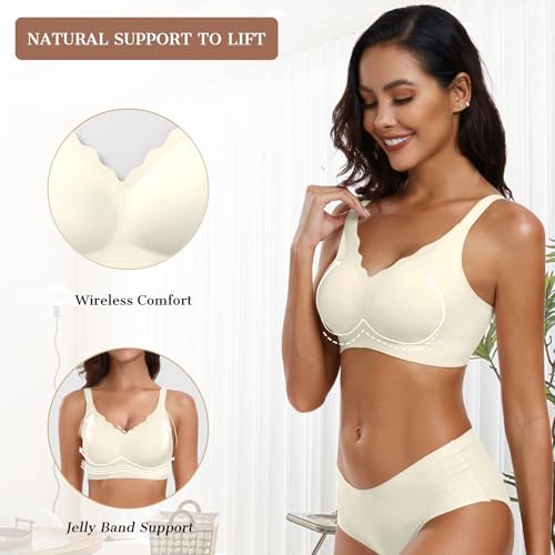 Image of OEAK Womens Wireless Jelly Bras Push Up Bralette Full Coverage No Underwire Bra Comfortable Everyday Seamless Tshirt Bras