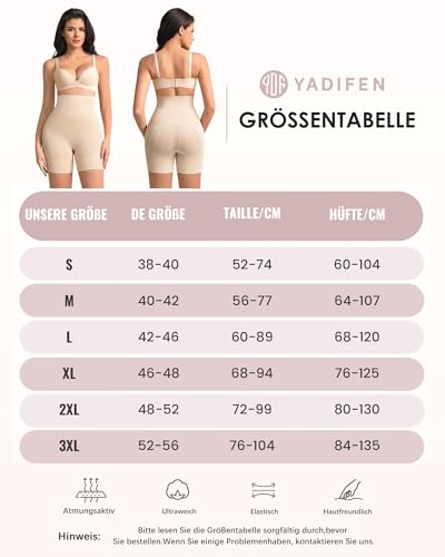 YADIFEN Bauchweg Unterhose Damen Hohe Taille Shapewear mit Doppelschichtiger Druckunterstützung, Starke Bauchkontrolle Figurformende Unterwäsche Atmungsaktiv Bequem Miederpants(Beige,M)