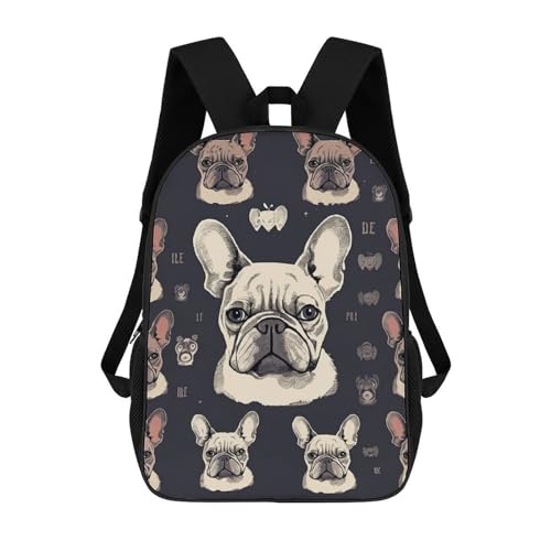 VFMKT I Love - Mochila casual de bulldog francés, impermeable, ligera, de viaje, para laptop para hombres y mujeres, 17 pulgadas, estilo 28, Style-28, 17inch