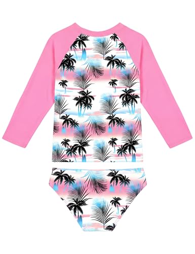 Image of Snowheart Girls Rash Guard Sets Long Sleeves Swimsuit 2 Pieces Tankini Bathing Suit Swimwear for Girls 3-12 Years