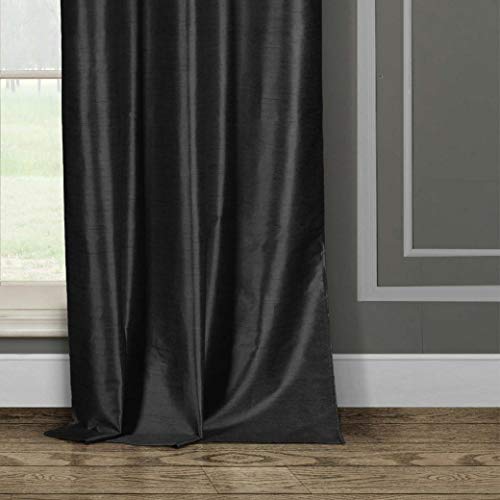 Duck River Textile Daenerys Faux Silk Grommet Top Window Curtain 2 Panel Set, 38 X 84, Black #TOP3