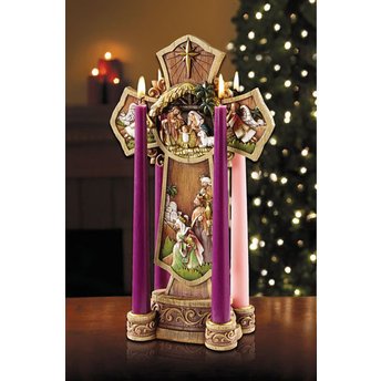 Religious Supply 13.5" Nativity Cross Advent Wreath