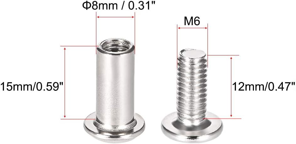 TA-VIGOR 10 Sets Furniture Connecting Screws Bolts, M6 x 12mm Binding Screws Posts Belt Buckle Binding Bolts - Image 2