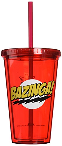 ICUP Big Bang Theory Bazinga Cup with Straw, Red
